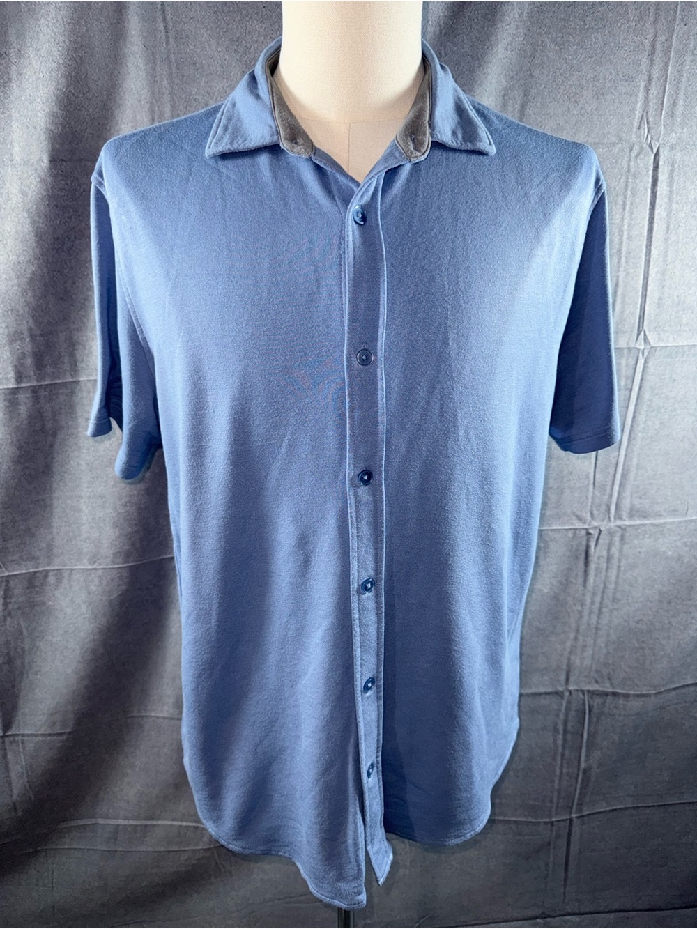 2958-Daniel Hechter Men's Light Blue Short-Sleeve Button-Down Shirt